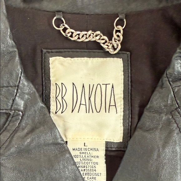 Vintage 90s BB Dakota Cropped Black Leather Jacket L - Picture 3 of 4